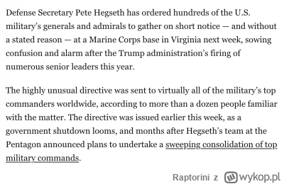 Raptorini - @Polasz jak sprawdzi sie dokładniej to może chodzić o "porządki" w wojsku...