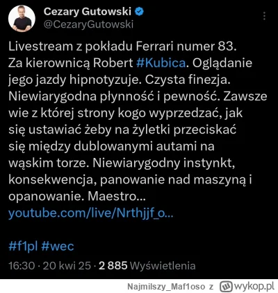 Najmilszy_Maf1oso - MAESTRO.
#F1 #KUBICA #WEC #witajcienajmilsi