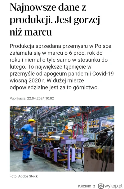 Koziom - Tu jeszcze spadek produkcji. Niby pisze tutaj, że to przez górnictwo, ale co...