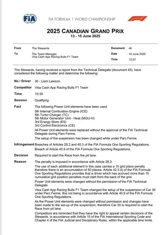 vegetka - 50 miejsc kary dla Lawsona

#f1