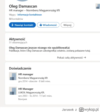 Jarusek - Bez problemu na LinkedIn znalazłem rosjanina, który pracował w węgierskim L...