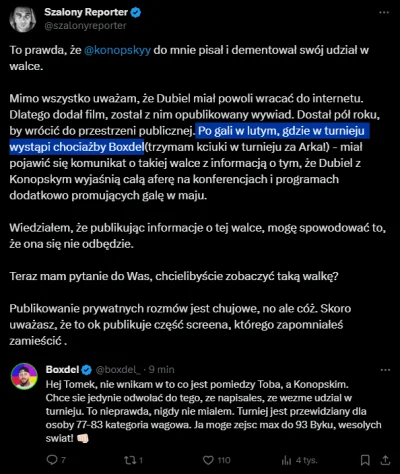 CeZ_ - Chłop pisze tweeta na temat zdementowania walki Konopski-Dubiel a przy okazji ...