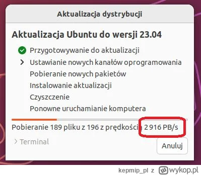kepmip_pl - Ale mam szybki Internet ;-) #heheszki #ubuntu #linux #humorinformatykow