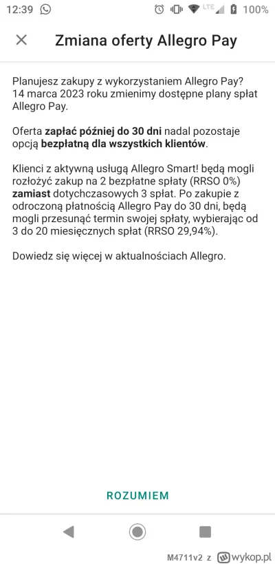 M4711v2 - zmiany w #allegropay, rrso 30% xD