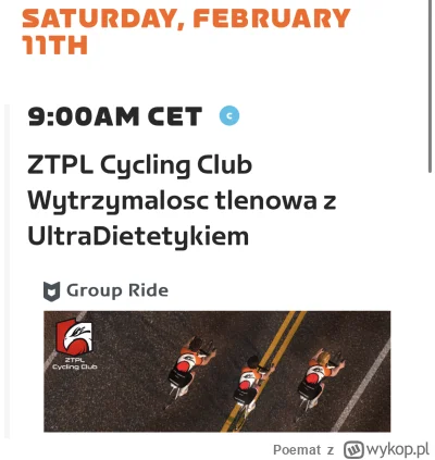 Poemat - #zwift #szosa #rower 

Gdyby ktoś się jutro nudził z rana to zapraszam na tr...