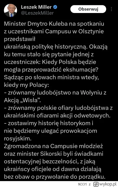 N331 - No nie wierzę, że znów muszę polubić słowa Millera... Polecam przeczytać całoś...