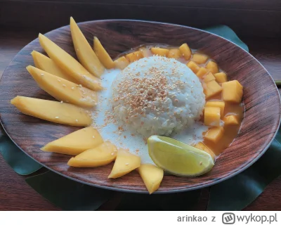 arinkao - Mango sticky rice - tajski deser z kleistego ryżu na mleczku kokosowym z ma...