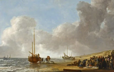 Loskamilos1 - Plaża w Scheveningen, obraz z roku 1633, Simon de Vlieger, obecnie w mu...
