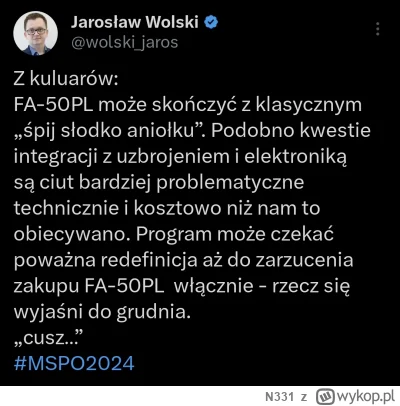 N331 - @Olek3366: F-35 nie ma problemu z zakupem pasującej amunicji, a z FA-50 jest c...