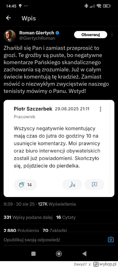 Davy27 - Pamiętajcie że Giertych to teraz jedna z ważniejszych postaci w rządzie i wi...