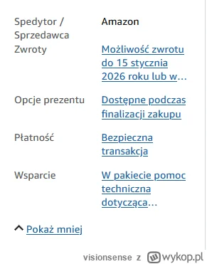 visionsense - @norbert1988: ten produkt jest sprzedawany bezpośrednio przez Amazon.
