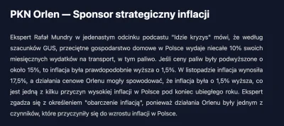 wyqop - Warto przypomnieć, że Orlen to  Sponsor Strategiczny inflacji w Polsce.