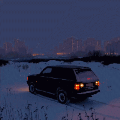 pogop - #zima #czujedobrzeczlowiek #nightdrive #snieg #pixelart ##!$%@?