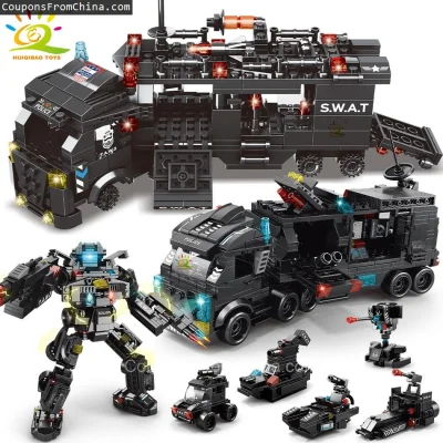 n____S - ❗ HUIQIBAO 454-585PCS 8in1 SWAT Police Truck Building Blocks
〽️ Cena: 7.99 U...