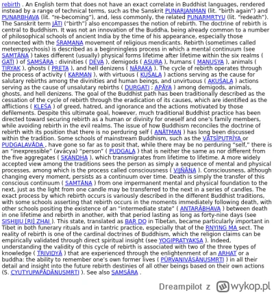 Dreampilot - @Dan188: Wrzucam też hasło rebirth z Princeton Dictionary of Buddhism uw...