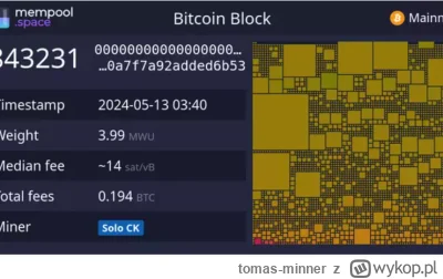 tomas-minner - Ckpool: Pojedynczy górnik wydobył blok Bitcoin
https://bitcoinpl.org/c...