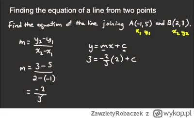 ZawzietyRobaczek - #matematyka Jak znaleźć równanie prostej przechodzącej przez dwa p...
