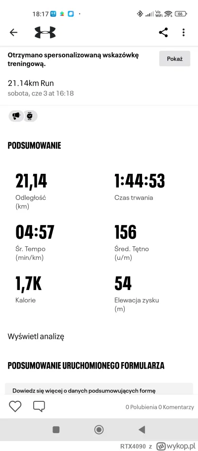 RTX4090 - Wczoraj rekord życiowy na 10 km, dziś rekord życiowy treningowy w półmarato...