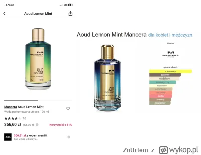 ZnUrtem - #perfumy 
Przyzwoita cena na Aoud Lemon Mint od Mancery w Notino z kodem me...