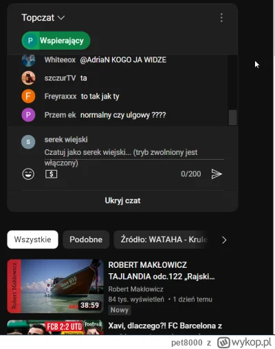 pet8000 - Coś mi się stało z czatem na youtube j----y się skrócił. Jak się wyloguję z...