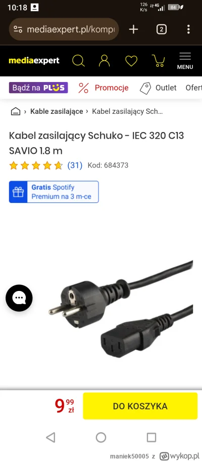 maniek50005 - @TiniMini: przewod zasilajacy PC