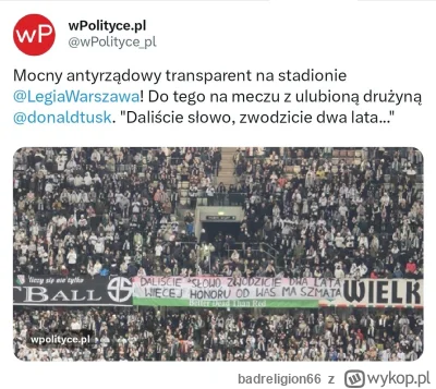 badreligion66 - #polityka Kibice z legi wywieszają transparent przeciwko władzom klub...