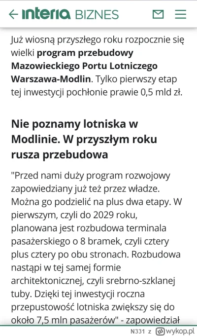 N331 - Lotnisko Warszawa Radom nie działa też przez decyzję Warszawy i Województwa Ma...