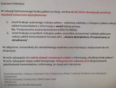 SzyderczyTyp - Na orlenku brakuje paliwka?
Wytyczne dla pracowników: