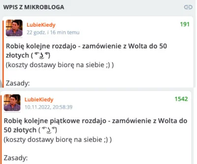 LubieKiedy - Zrobiłem wczoraj rozdajo, niecałe 200 plusów, gdzie zawołałem do niego p...