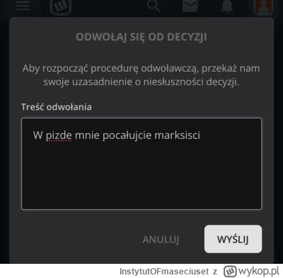 InstytutOFmaseciuset - #wykop #moderacja #cenzura #wolnoscslowa #bialekniemajajek