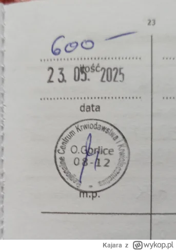 Kajara - 144 350 - 200 = 144 150
Data donacji - 23.05.2025
Rodzaj donacji - osocze
Mi...