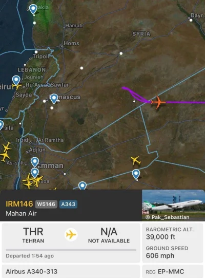 B.....s - Iranski samolot musiał zawrócić po tym jak Izrael zbombardowal lotnisko w D...