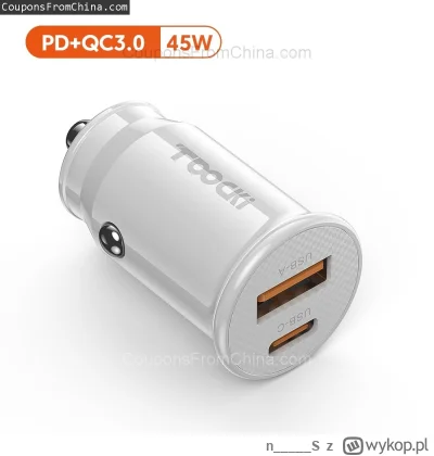 n____S - Toocki 45W USB Car Charger
Cena: $3.85 (dotąd najniższa w historii: $4.09)
S...