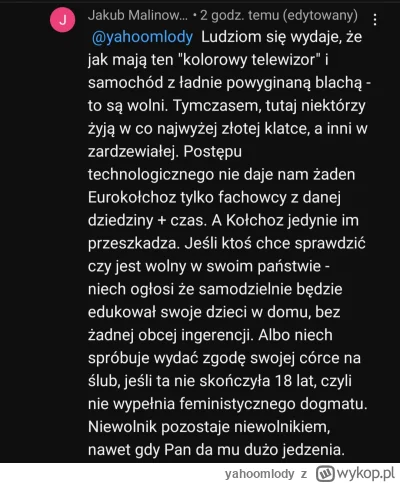 yahoomlody - taki komentarz pod najnowszym wywiadem z #pater 

u nas masz kolorowy te...