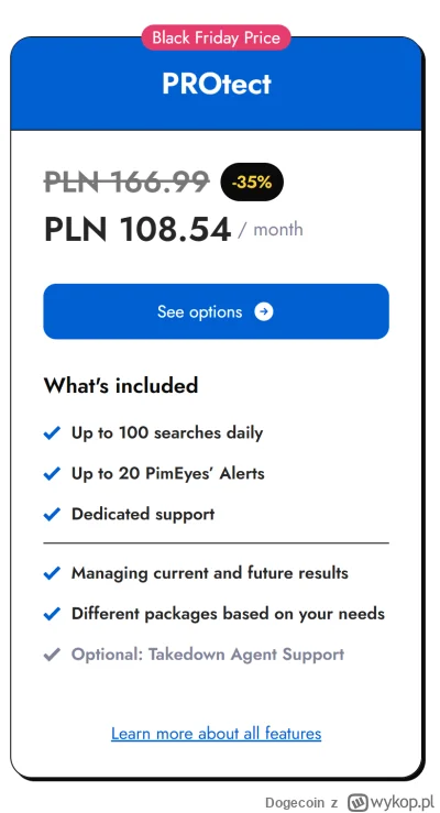 Dogecoin - Mirki, szybka akcja. Szukam 4 osób do "rodzinki" na PimEyes (plan PROtect)...