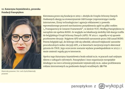 panoptykon - Dzisiaj się wyłącznie chwalimy! 
Katarzyna Szymielewicz, prezeska Panopt...