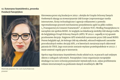 panoptykon - Dzisiaj się wyłącznie chwalimy! 
Katarzyna Szymielewicz, prezeska Panopt...