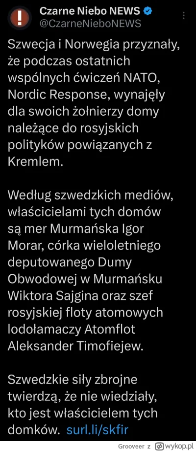 Grooveer - Rosja najpewniej obserwowała ćwiczenia NATO
#wojna #ukraina #rosja #nato