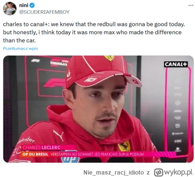Niemaszracj_idioto - Leclerc myśli, że wygrana Maxa to zasługa jego talentu a nie szc...