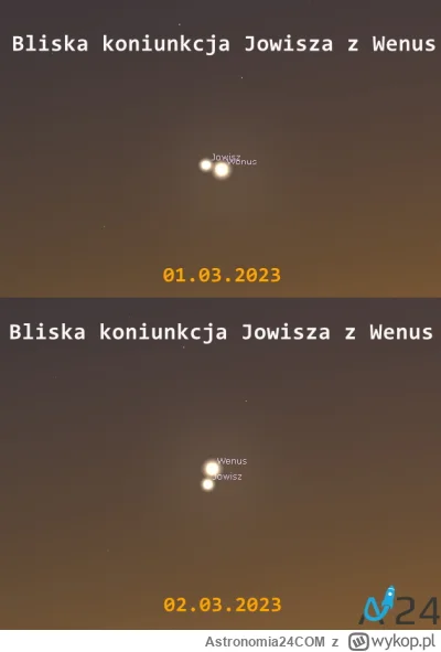 Astronomia24COM - Początkiem marca czekają nas widowiskowe koniunkcje Jowisza z Wenus...