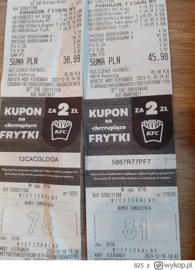 li25 - Hej:)
2 kupony na frytki za 2zl do #kfc 
Ważne 15 dni od dziś 
#rozdajo  #kupo...
