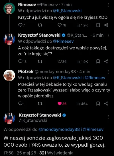 niepisowski - Trzaskowski przegrał debatę bo tak stwierdziło 74% widzów Kanału Zero X...