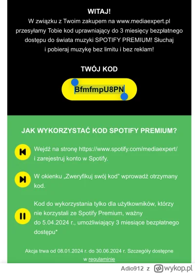 Adio912 - Może komuś się przyda ( ͡° ͜ʖ ͡°)
 #rozdajo #spotifypremium #spotify