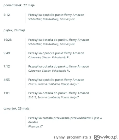 slynny_programista - O co tu chodzi? Amazon moją paczkę z Włoch w piątek przywiózł do...