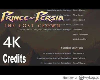 Huntley - Ciekawostka
Napisy końcowe Prince of Persia The Lost Crown trwają niemal 2 ...