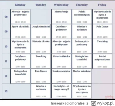 hosearkadiomorales - A wy jaki macie plan lekcji? #heheszki