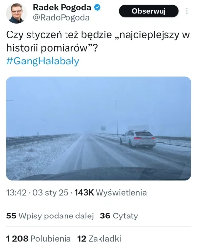 splinter96 - Spadł śnieg więc nadeszła pora na masowe wpisy szurów, że globalne ociep...