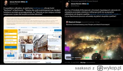 saakaszi - Po lewej stronie: Korwin znajdujący hotel w Bachmucie, sugeruje że cywile ...