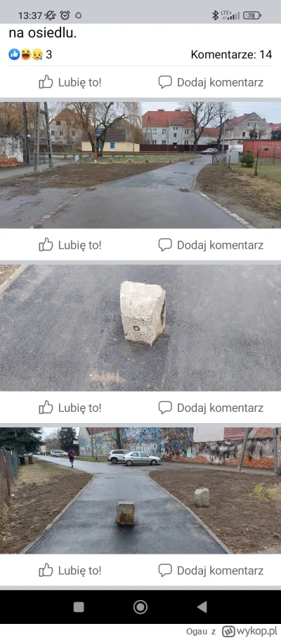 Ogau - Na Wojszycach właśnie powstał nowy chodnik/ciąg pieszo-rowerowy. Załączam zdję...
