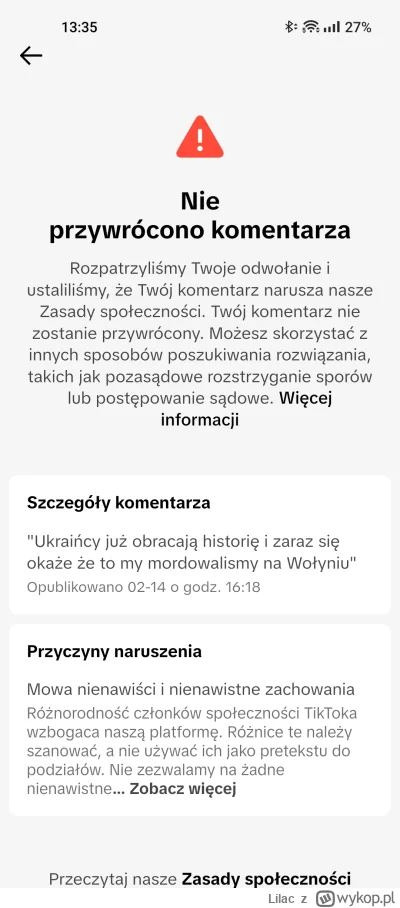 Lilac - @Lilac: nie wiem czy moderatorzy na polskim tiktoku to Ukraińcy i wszystko bl...